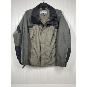 Columbia Jacket Mens Large Green Tan Fire Ridge Hooded 3 In 1 Outdoor Shell Only